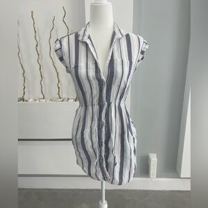 Mudd Blue and White Striped Button-Down Shirt